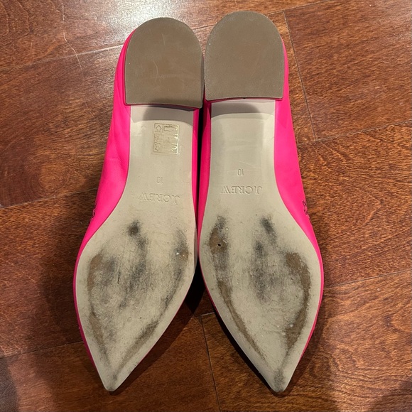 J Crew Lace-Up Leather Neon Pink Eyelet Pointed Toe Ballet Flats, Fit 9 1/2 - Picture 14 of 16